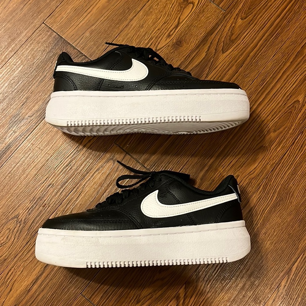 Nike Black and White Alta Platform Shoes